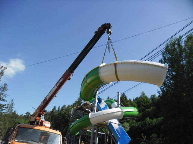 Монтаж водных горок База Отдыха "Чайка" г. Сарапул