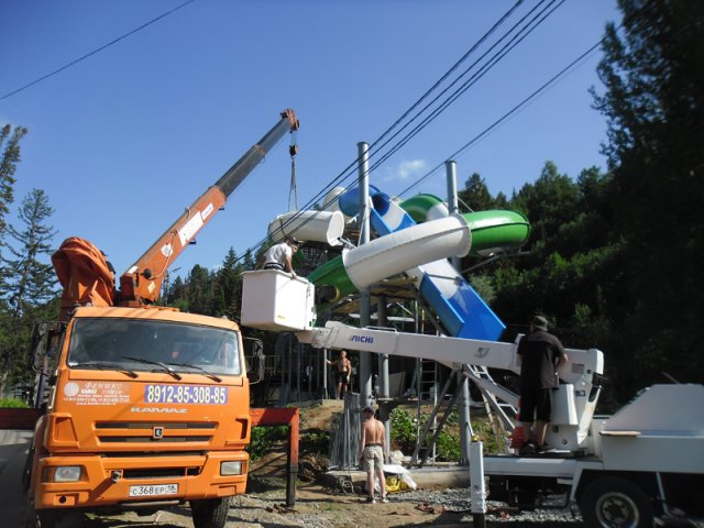 Монтаж водных горок База Отдыха "Чайка" г. Сарапул